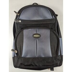 Eddie Bauer Grey Black Backpack 4 Zippers Adjustable Straps School Hiking EUC‎
